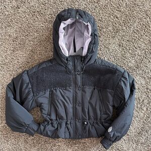 FP Movement, Free People, Sunday Skies Hooded Coat, NWT, Black/Lavender, XS